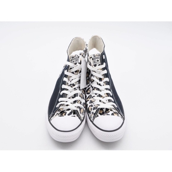Converse Leopard Print High Top Sneakers - Black, Tan & White - Picture 6 of 9